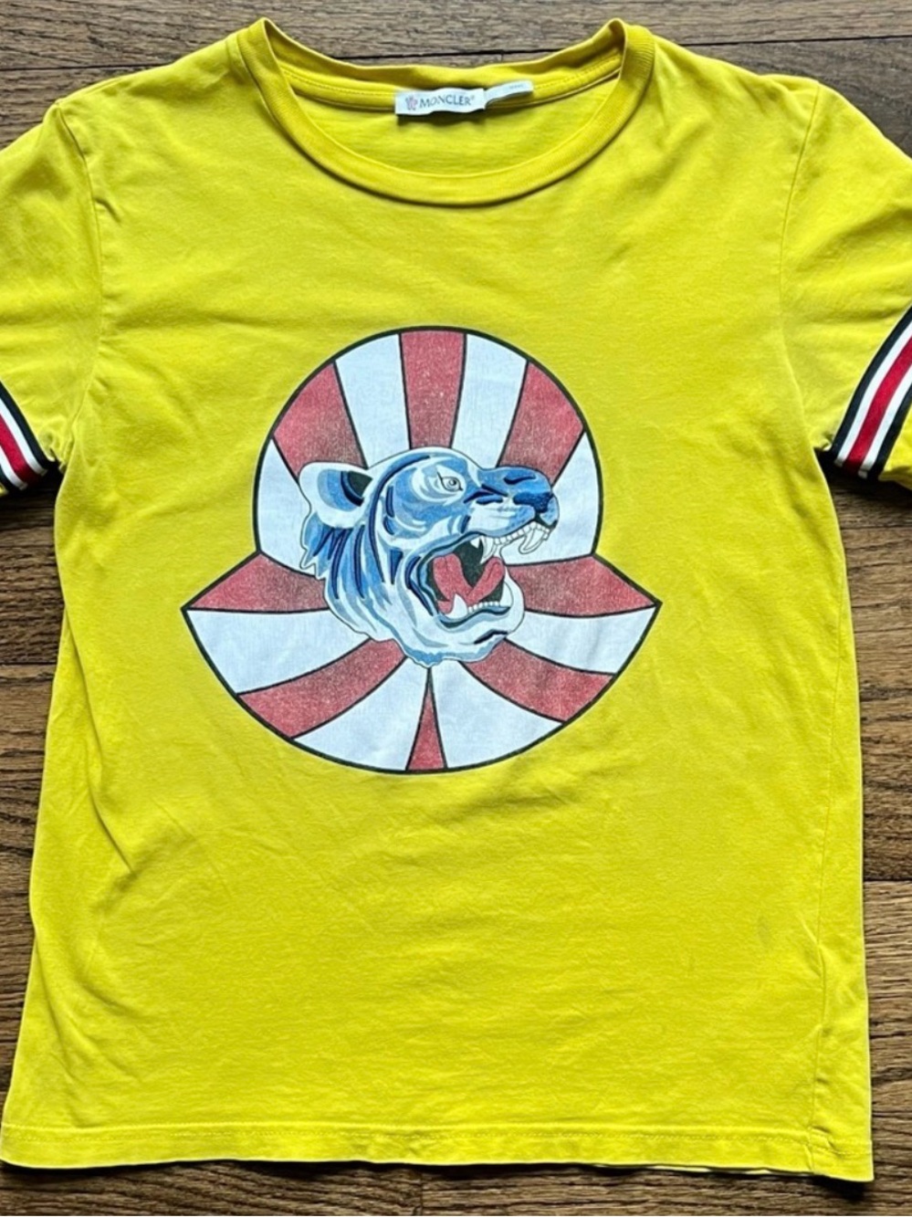 Moncler Kids Bright Yellow Tiger Graphic Tee